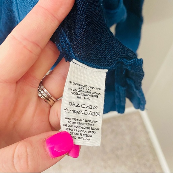 Free People Long Sleeve Top Blue Sz Medium - Picture 11 of 11